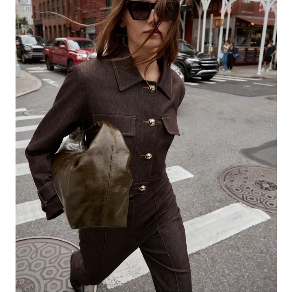Zara Brown Button-Front Jacket